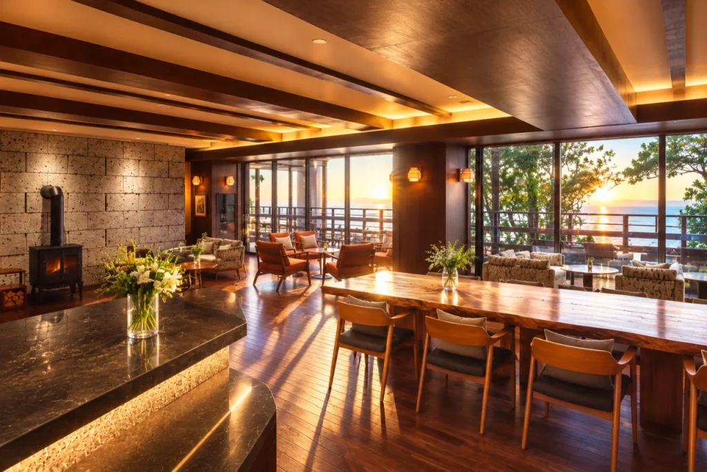 別府湾を望むAMANE RESORT GAHAMAのラウンジをイメージした画像