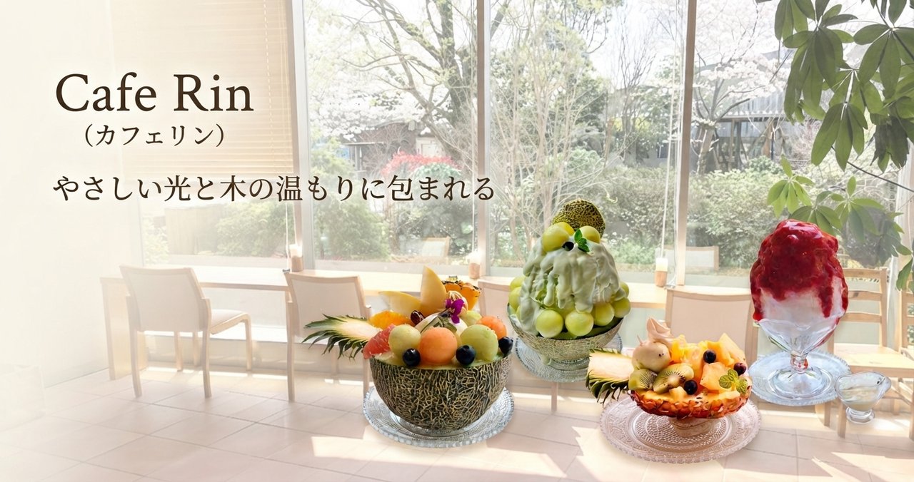 Cafe Rinの明るい店内とデザート
