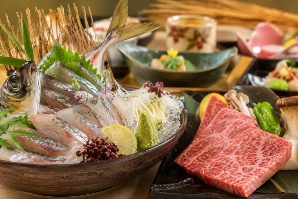 花べっぷで味わう地魚と豊後牛の創作会席をイメージした画像