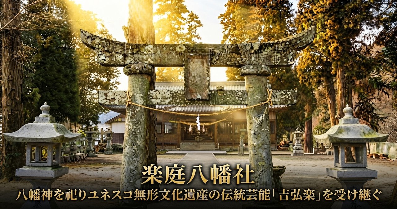 楽庭八幡社の鳥居と境内