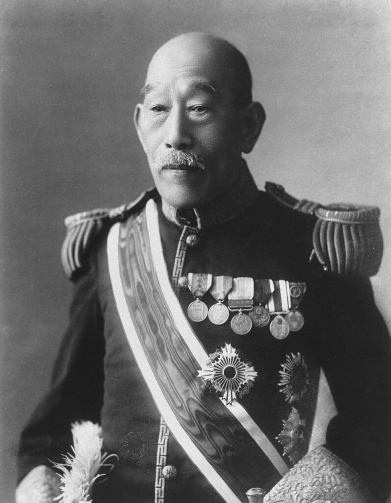 清浦奎吾の白黒肖像写真（ウィキペディア掲載）と大分・咸宜園とのゆかりを示すイメージ