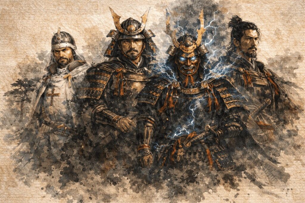 関ヶ原の戦いに出陣する武将のイメージと天下分け目の戦いを象徴する合戦風景