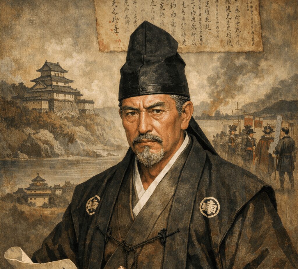 大友家の政治や軍事を支えた吉岡長増のイメージイラスト